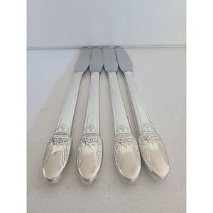 Set Of 4 -‎ 1847 ROGERS BROS. STAINLESS FIRST LOVE Hollow Grille KNIVES (8 1/2")